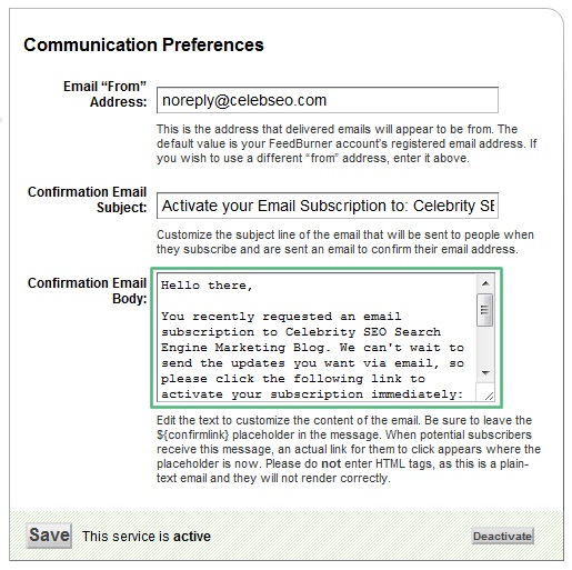 offer ebook in feedburner email confirmation message